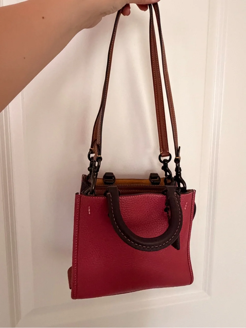 Coach Burgundy Leather Crossbody with Brown Strap vintage
